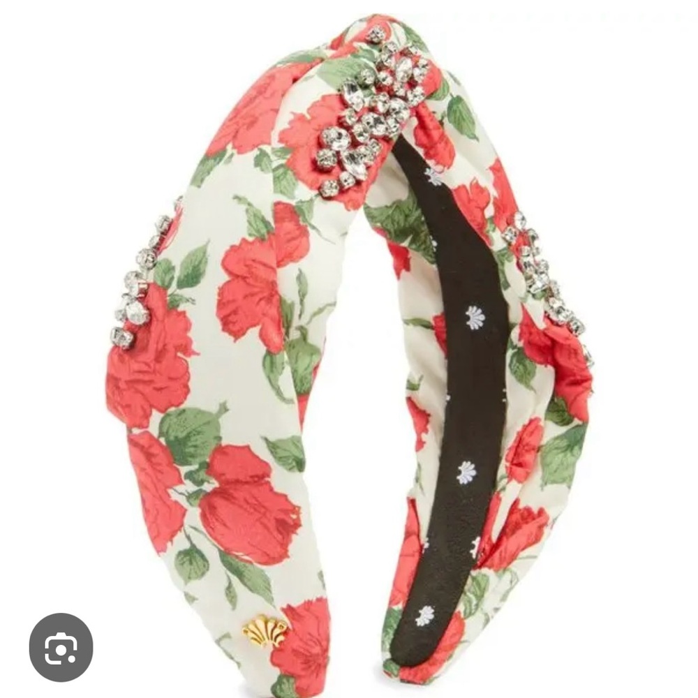 Lele Sadoughi Marlene Liberty Lipstick Rose Floral Crystal-Knotted Headband